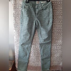 Superdry Vintage Green And Gray Animal Print Midrise Skinny Jeans
